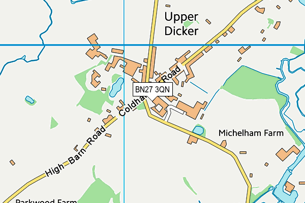BN27 3QN map - OS VectorMap District (Ordnance Survey)