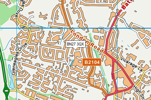 BN27 3QX map - OS VectorMap District (Ordnance Survey)