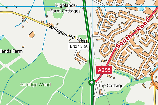 BN27 3RA map - OS VectorMap District (Ordnance Survey)