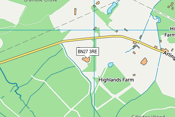 BN27 3RE map - OS VectorMap District (Ordnance Survey)