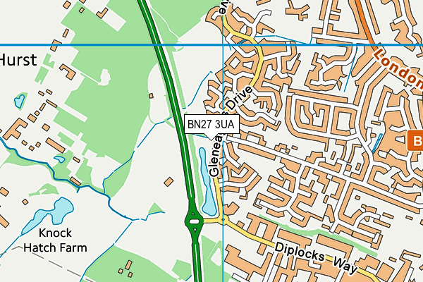 BN27 3UA map - OS VectorMap District (Ordnance Survey)