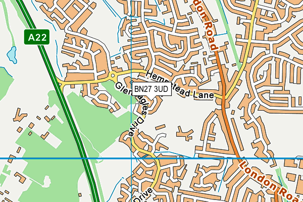 BN27 3UD map - OS VectorMap District (Ordnance Survey)