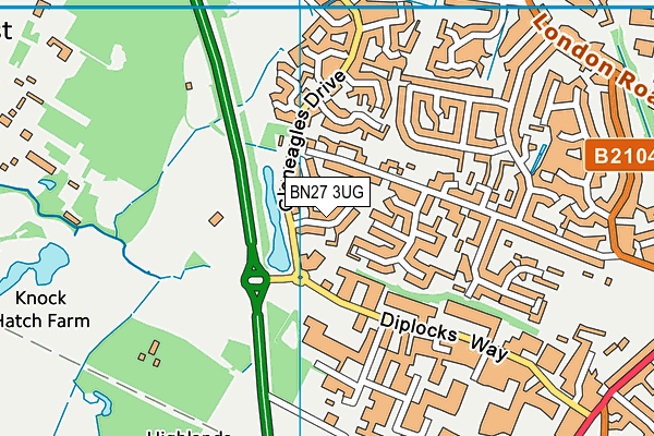 BN27 3UG map - OS VectorMap District (Ordnance Survey)