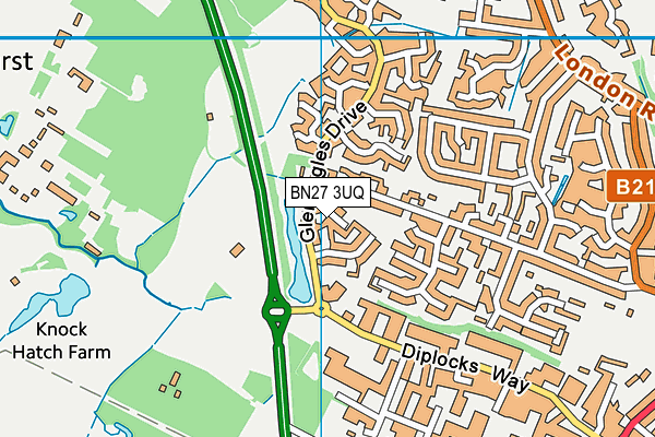 BN27 3UQ map - OS VectorMap District (Ordnance Survey)