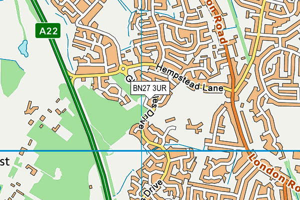 BN27 3UR map - OS VectorMap District (Ordnance Survey)