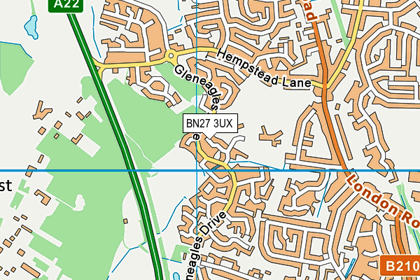 BN27 3UX map - OS VectorMap District (Ordnance Survey)