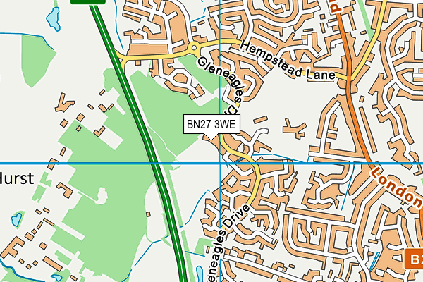 BN27 3WE map - OS VectorMap District (Ordnance Survey)