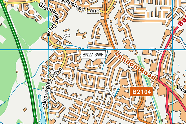 BN27 3WF map - OS VectorMap District (Ordnance Survey)