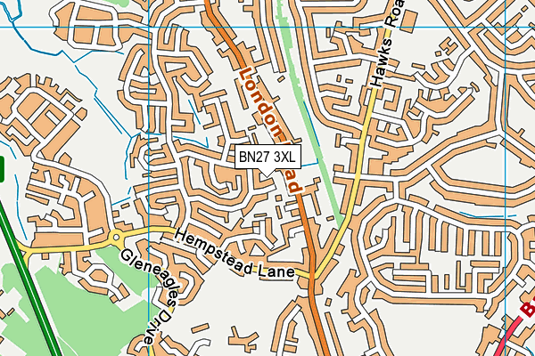 BN27 3XL map - OS VectorMap District (Ordnance Survey)