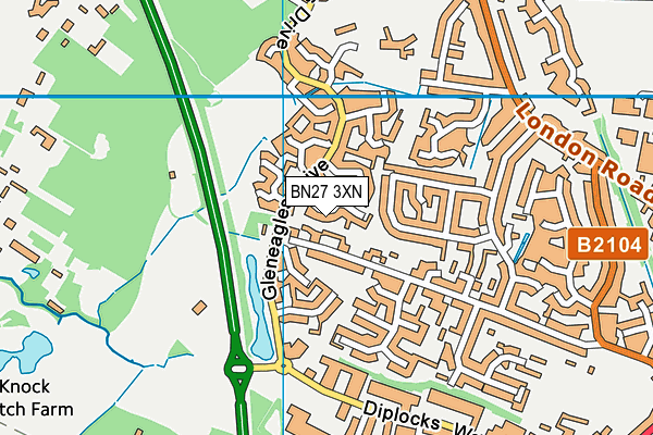 BN27 3XN map - OS VectorMap District (Ordnance Survey)