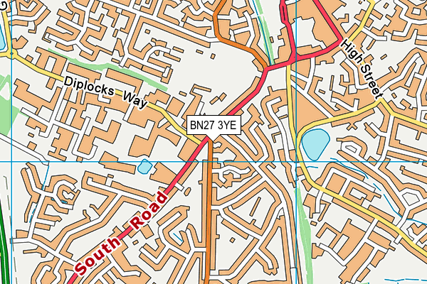 BN27 3YE map - OS VectorMap District (Ordnance Survey)