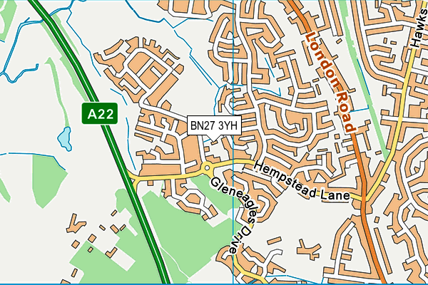 BN27 3YH map - OS VectorMap District (Ordnance Survey)