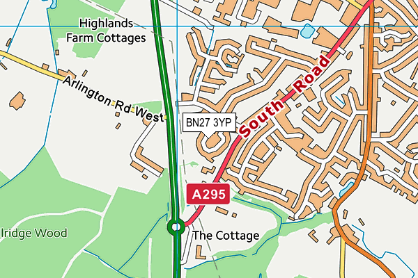 BN27 3YP map - OS VectorMap District (Ordnance Survey)