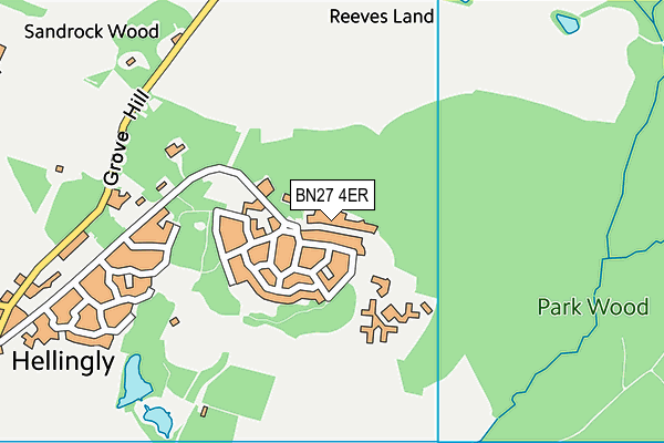 Hellingley Hospital Fc (Closed) map (BN27 4ER) - OS VectorMap District (Ordnance Survey)