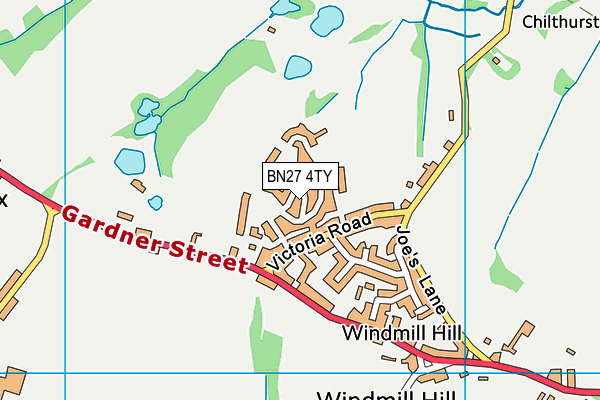 BN27 4TY map - OS VectorMap District (Ordnance Survey)