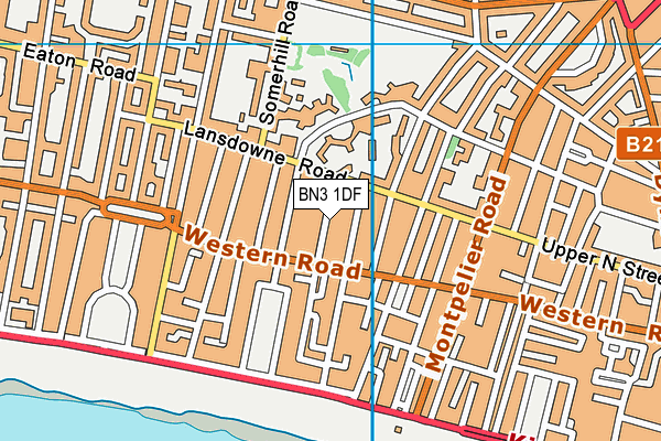 BN3 1DF map - OS VectorMap District (Ordnance Survey)