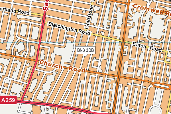 BN3 3DB map - OS VectorMap District (Ordnance Survey)