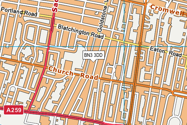 BN3 3DD map - OS VectorMap District (Ordnance Survey)