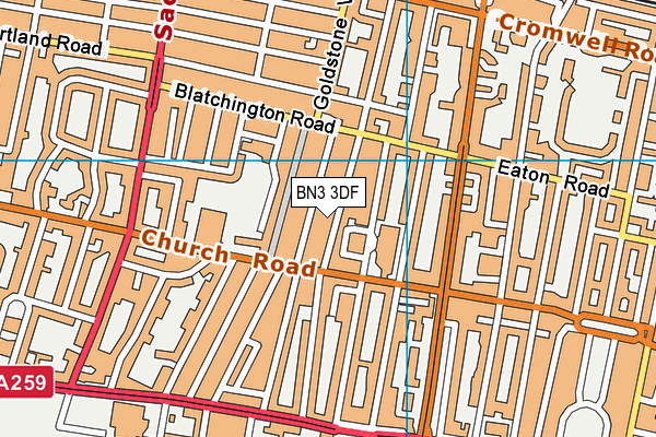 BN3 3DF map - OS VectorMap District (Ordnance Survey)
