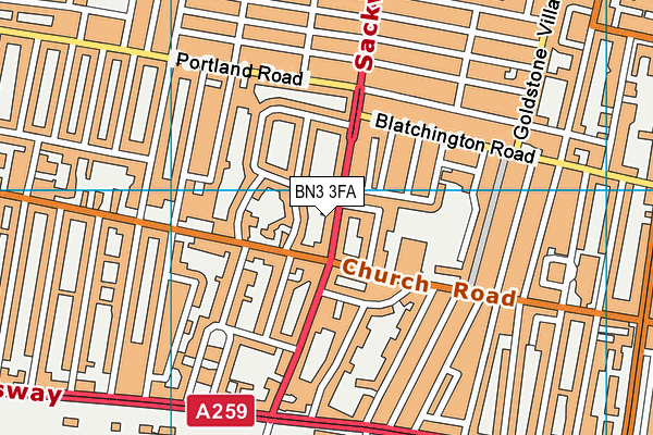 Map of 16 SACKVILLE ROAD HOVE LIMITED at district scale