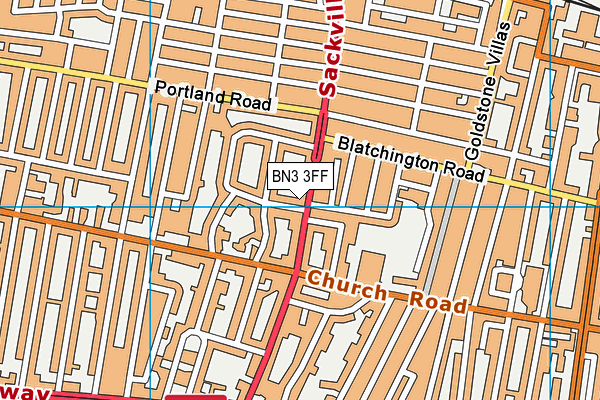 BN3 3FF map - OS VectorMap District (Ordnance Survey)