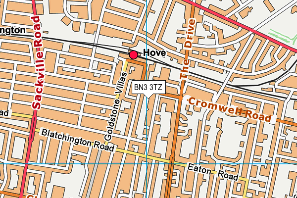 BN3 3TZ map - OS VectorMap District (Ordnance Survey)