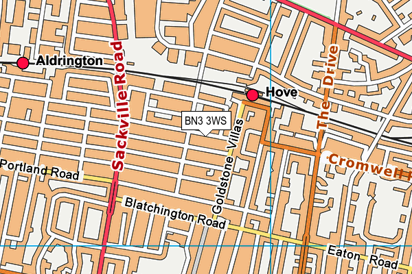 BN3 3WS map - OS VectorMap District (Ordnance Survey)