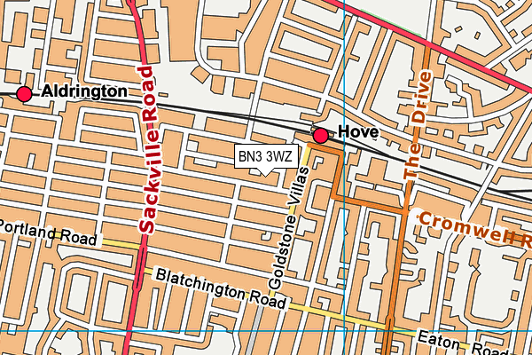 BN3 3WZ map - OS VectorMap District (Ordnance Survey)