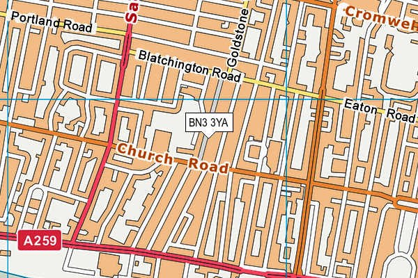 BN3 3YA map - OS VectorMap District (Ordnance Survey)