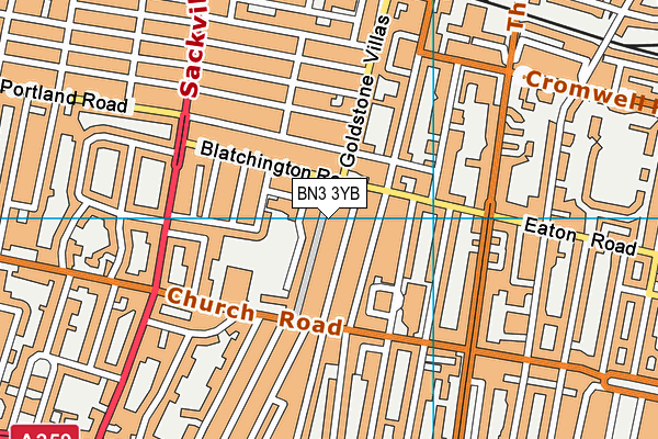 BN3 3YB map - OS VectorMap District (Ordnance Survey)