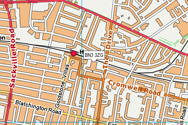 BN3 3ZG map - OS VectorMap District (Ordnance Survey)