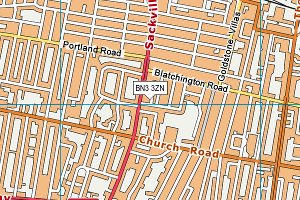 BN3 3ZN map - OS VectorMap District (Ordnance Survey)