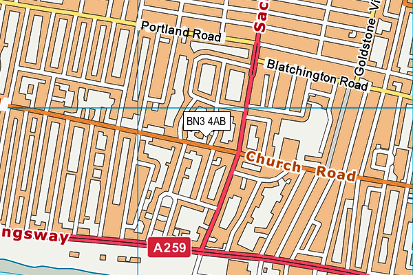 BN3 4AB map - OS VectorMap District (Ordnance Survey)