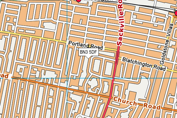 BN3 5DF map - OS VectorMap District (Ordnance Survey)