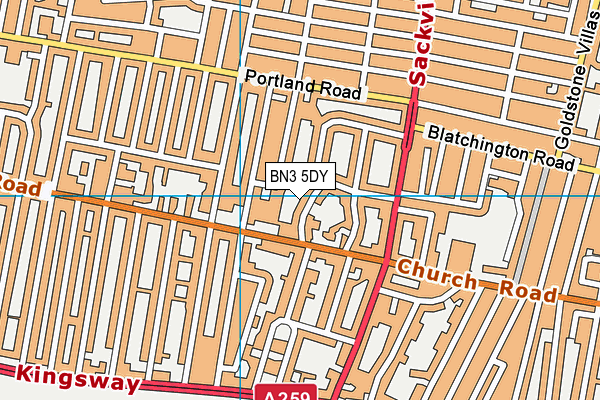 BN3 5DY map - OS VectorMap District (Ordnance Survey)