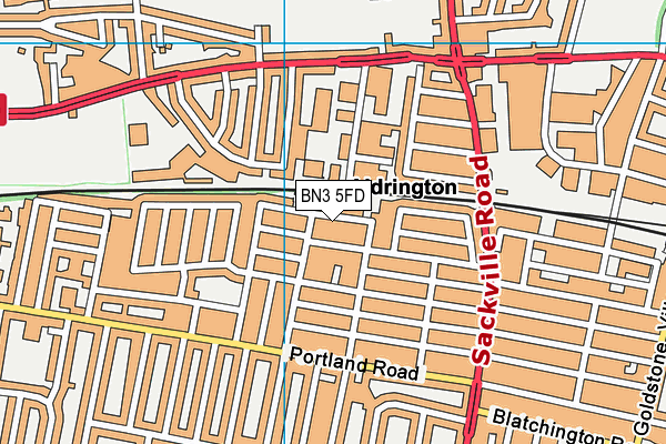 BN3 5FD map - OS VectorMap District (Ordnance Survey)