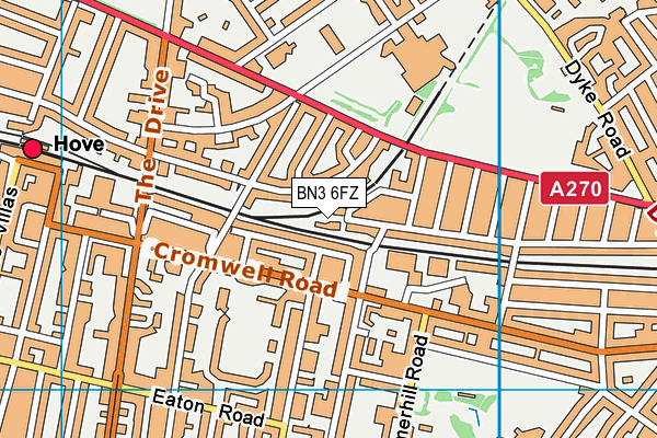 BN3 6FZ map - OS VectorMap District (Ordnance Survey)