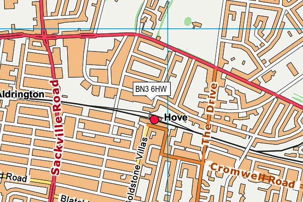 BN3 6HW map - OS VectorMap District (Ordnance Survey)