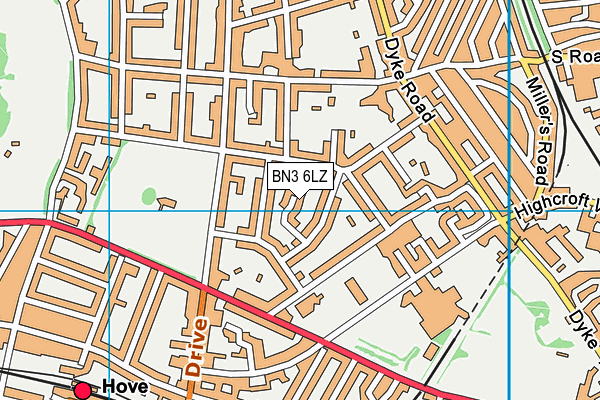 BN3 6LZ map - OS VectorMap District (Ordnance Survey)