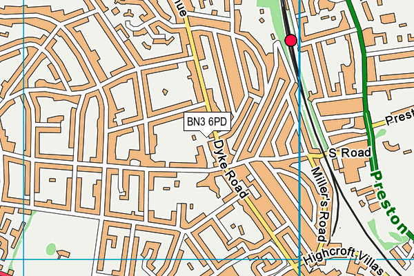 BN3 6PD map - OS VectorMap District (Ordnance Survey)