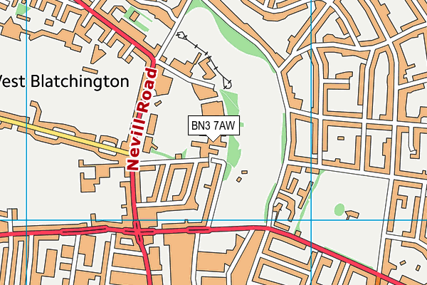 BN3 7AW map - OS VectorMap District (Ordnance Survey)