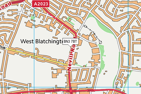 BN3 7BT map - OS VectorMap District (Ordnance Survey)