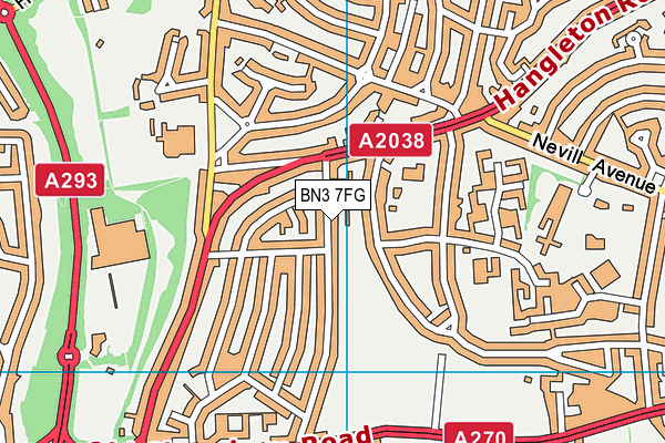 BN3 7FG map - OS VectorMap District (Ordnance Survey)