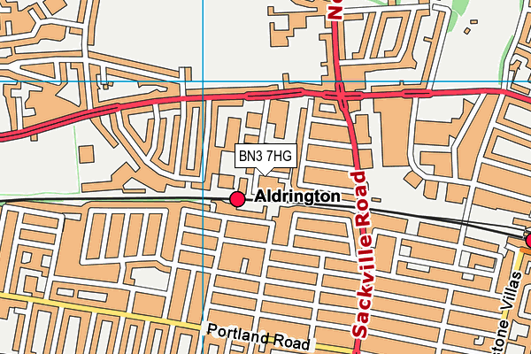 BN3 7HG map - OS VectorMap District (Ordnance Survey)