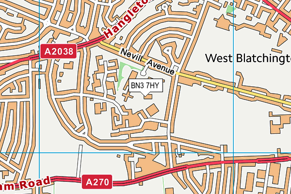 BN3 7HY map - OS VectorMap District (Ordnance Survey)