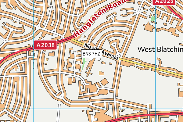 BN3 7HZ map - OS VectorMap District (Ordnance Survey)