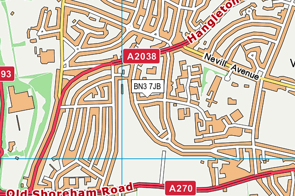 BN3 7JB map - OS VectorMap District (Ordnance Survey)
