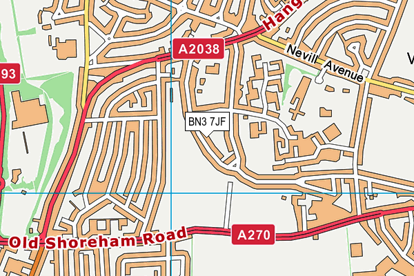 BN3 7JF map - OS VectorMap District (Ordnance Survey)