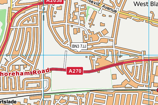 BN3 7JJ map - OS VectorMap District (Ordnance Survey)