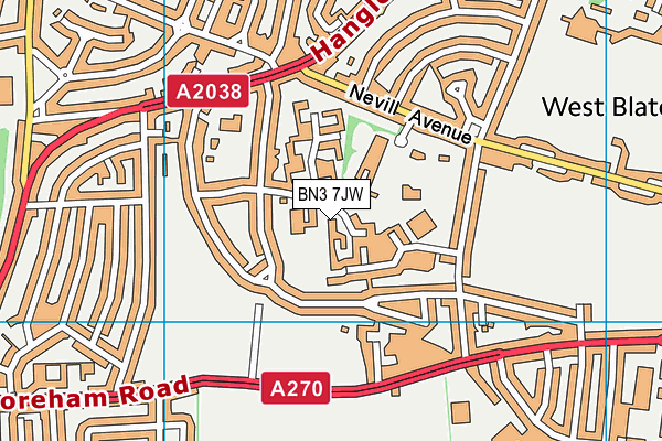 Goldstone Primary School map (BN3 7JW) - OS VectorMap District (Ordnance Survey)
